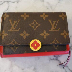 Authentic Louis Vuitton Portefeuille Flore Compact Wallet SP2109